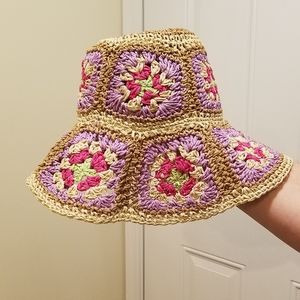 Sold-Crochet Straw Bucket Hat